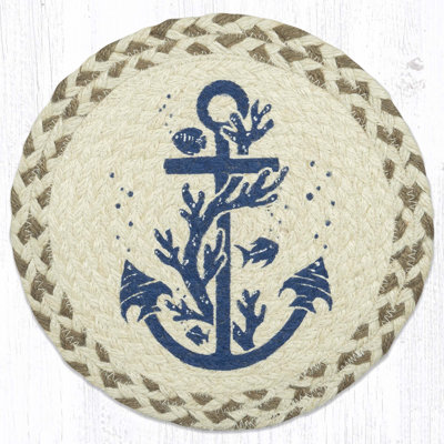  Protège-table rond en jute imprimé ancre 10 po
