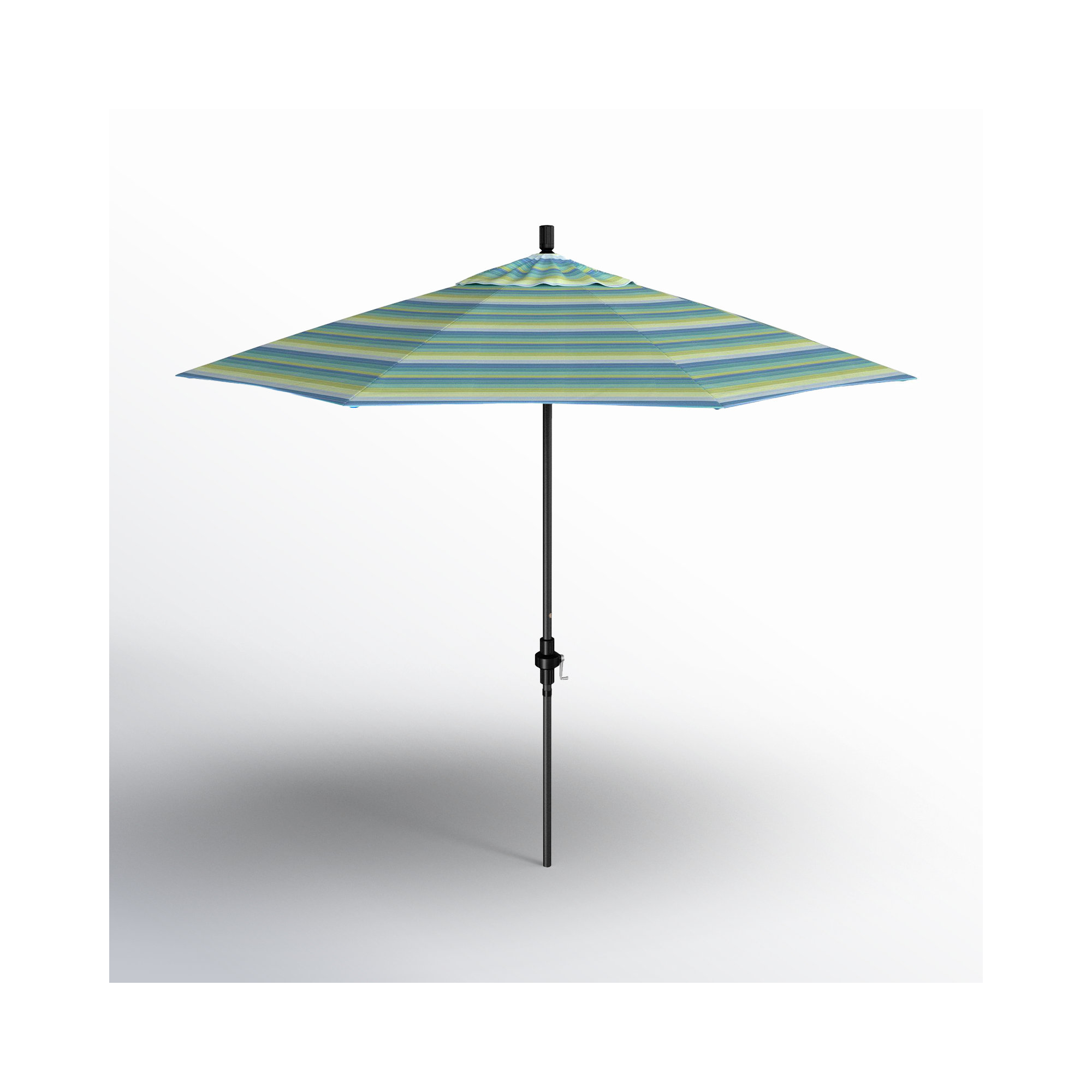 Garita 108'' Market Sunbrella® Umbrella, Seville Seaside Stripe Sunbrella®, Stone Black