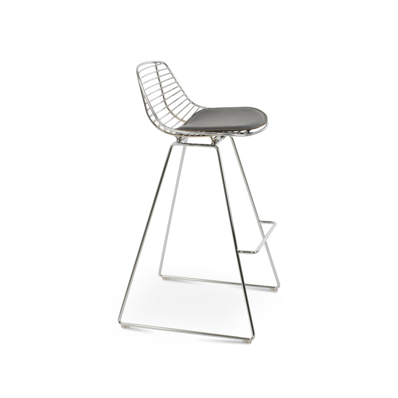 Mini tabourets Tiger, Gris, Chrome, Tabouret de comptoir (siège d’une hauteur de 24