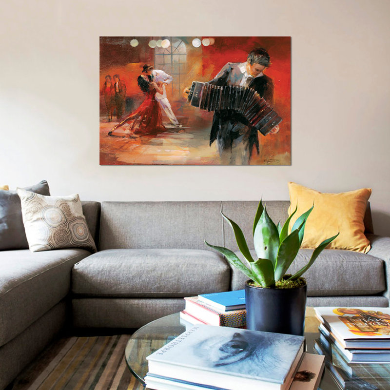 «Bandoneon», reproduction sur toile, H 8 po x l 12 po x P 0,75 po, Pas de tapis, Toile tendue