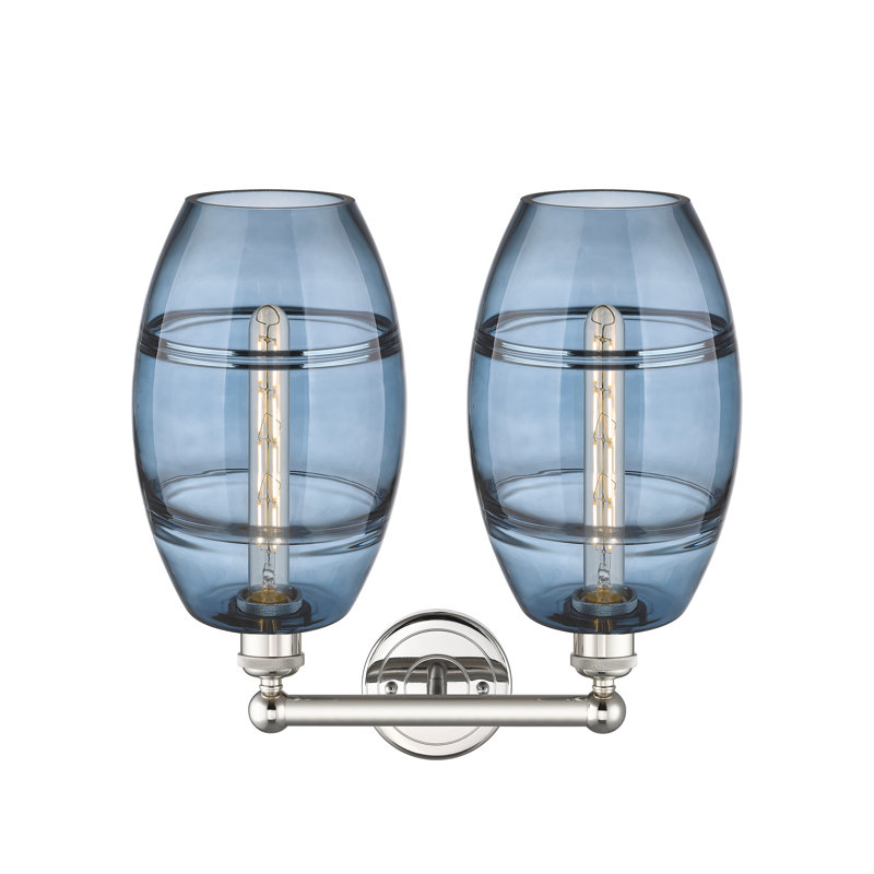 Éclairage pour meuble-lavabo à 2 lumières à intensité variable Kusham, Bleu princesse, Nickel poli