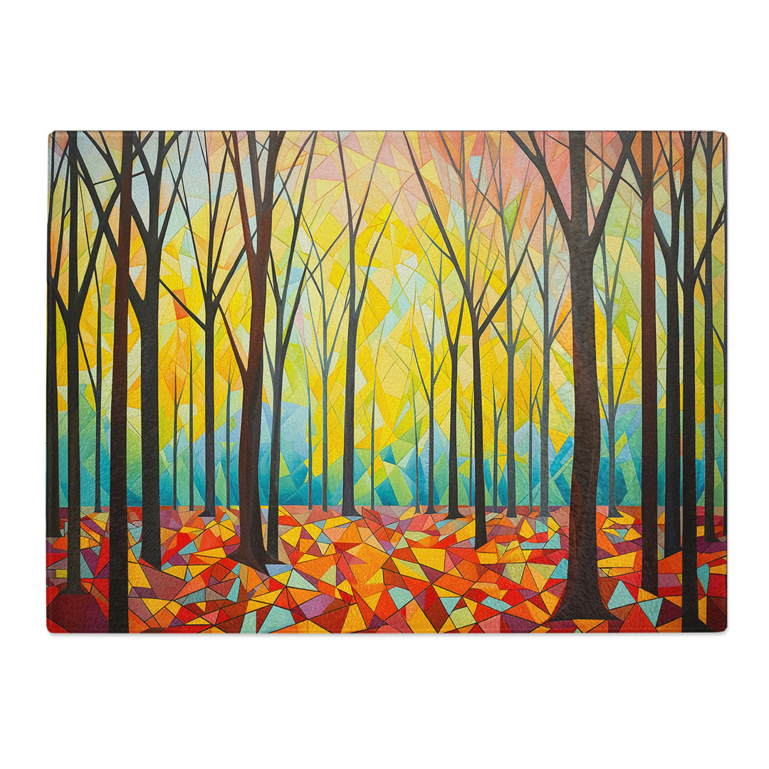 Spring Forest Geometric  Glass Chopping Board