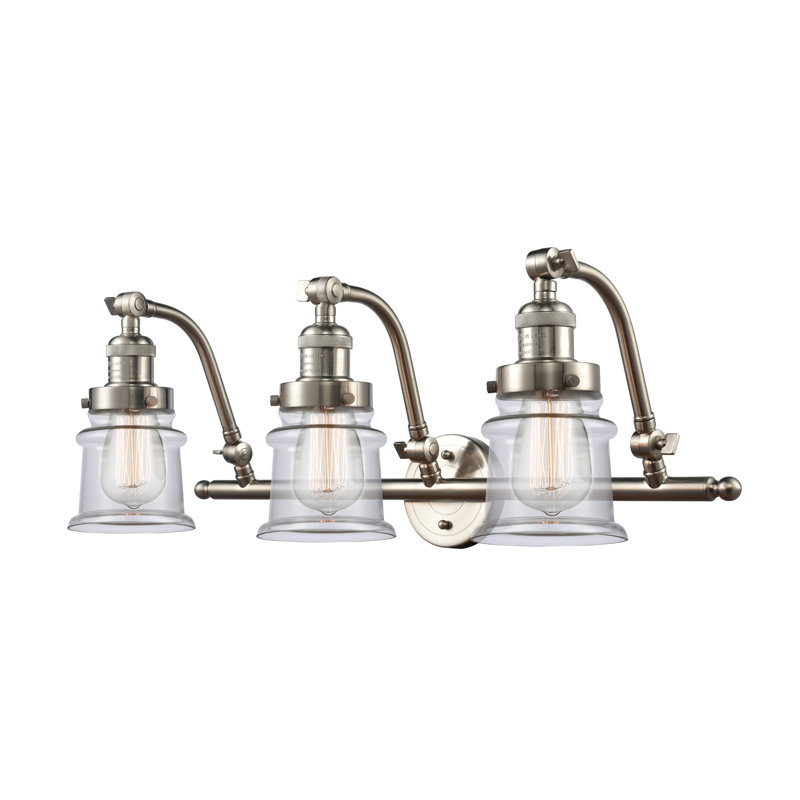 Alexandira 3 - Light Dimmable Vanity Light, 6 Watt Vinage LED Bulb, Clear, Brushed Satin Nickel