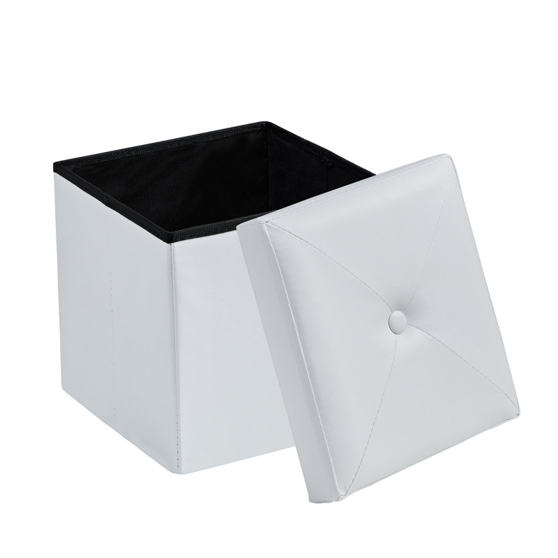 Repose-pieds en cuir Hattiesville, Similicuir blanc