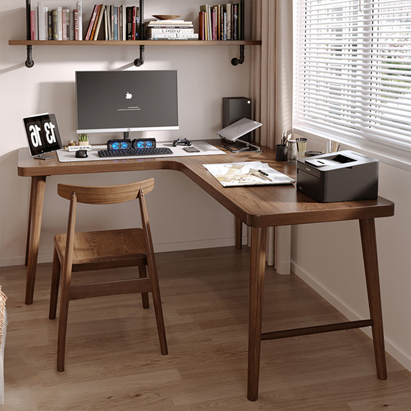 Bureau d'angle en L noyer, 29,53 po H * 55,12 po L * 39,37 po P, Gauche