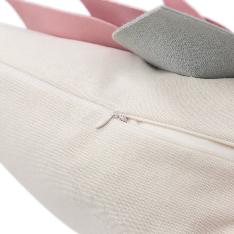 Coussin décoratif en toile 100% coton Appliqued, Rose