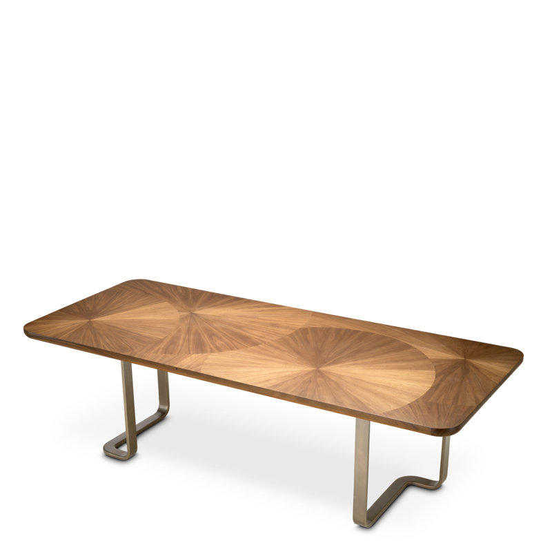 Dining Table Rucello Light Walnut Veneer Bronze Finish