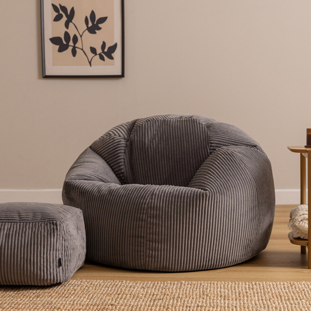 Kingston Corduroy XL Classic Bean Bag and Footstool