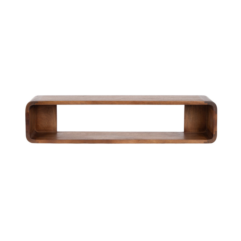 Deguara Mango Wood Floating Entryway Console Table, Walnut Brown