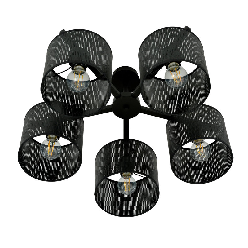 Gonsalez 4-Light 48cm Semi Flush Mount, Black/Gold, 24cm H x 50cm W x 50cm D