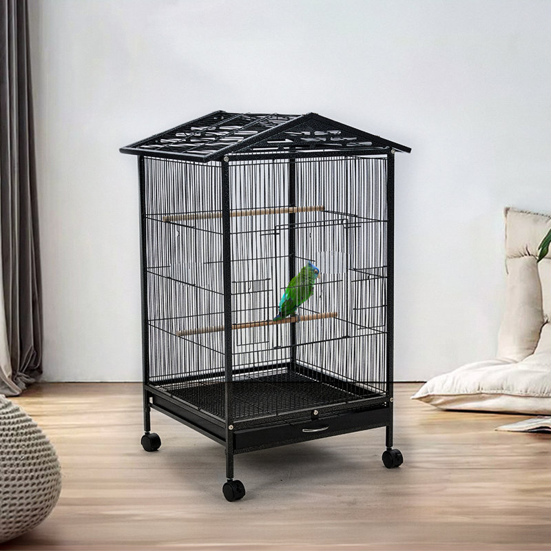 77cm Open Play Top Metal Pet Bird Cage with Casters