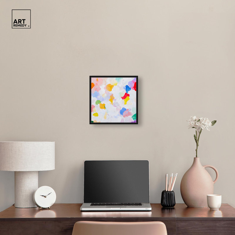 Colorfield Patches I Canvas Colorful Abstract by , Black Floater Framed, 13" H x 13" W