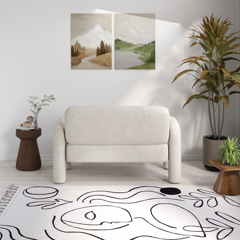 Causeuse en velours 2 places Iryanna, Beige