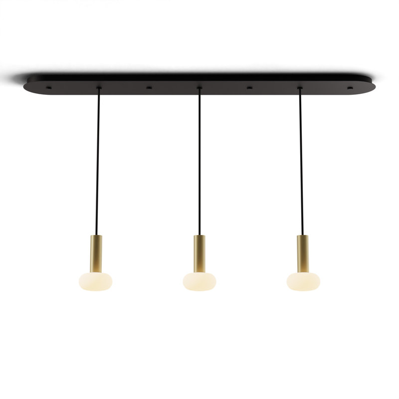 Combi Pendant 6" Linear Combo with Canopy, Glass Ball, Brass, 3
