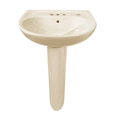 TOTO® Supreme® Oval Basin Pedestal Bathroom Sink with CEFIONTECT for 8 Inch Centre Faucets, Cotton White