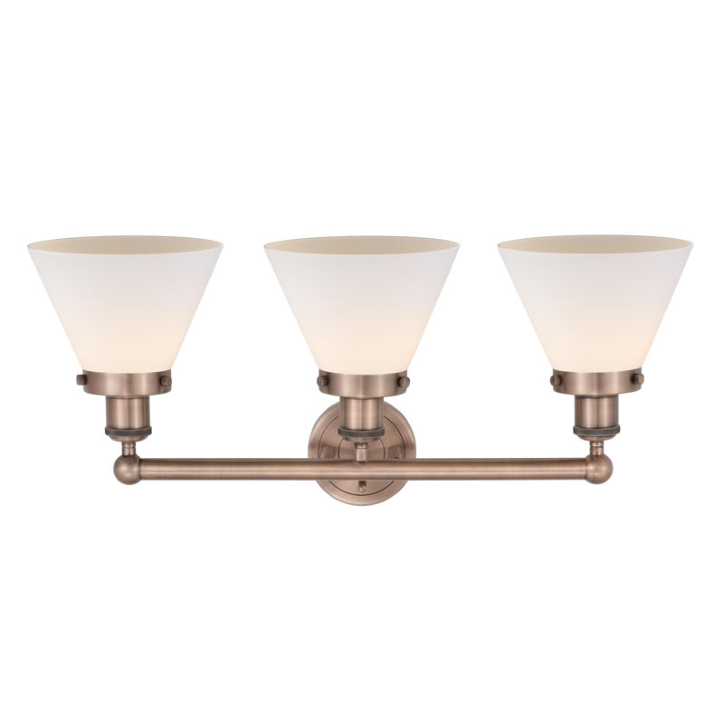 Éclairage pour meuble-lavabo à intensité variable 3 lumières Aritzy, Blanc mat, Cuivre antique