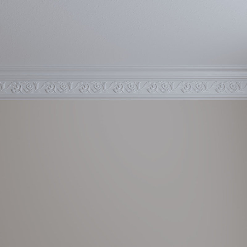 94.5" White Polyurethane Floral Crown Moulding