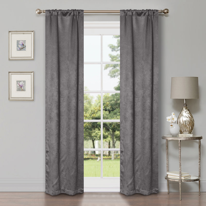 Vedder Geometric Room Darkening Thermal Curtain Panels, Silver, 52" W x 96" L