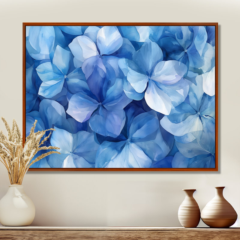«Ilhaam Hydrangea As Brush Strokes II», art mural hortensia, H 30 po x l 40 po, Brun, Impression encadrée flottante