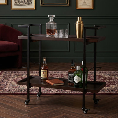 Bar Cart with Rolling and Shelves
