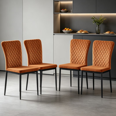 Modern Velvet/Suede Armless Dining Chair High Back with Diamond Tufting 