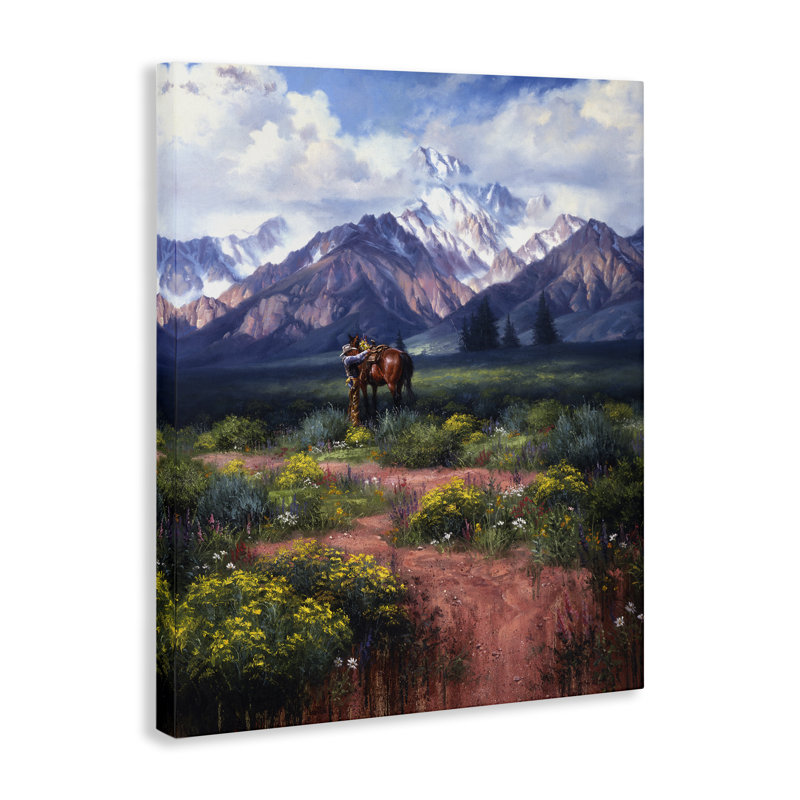«Cowboy Tendant Horse» par Mountain, art mural par Jack Sorenson, H 20 po x l 16 po