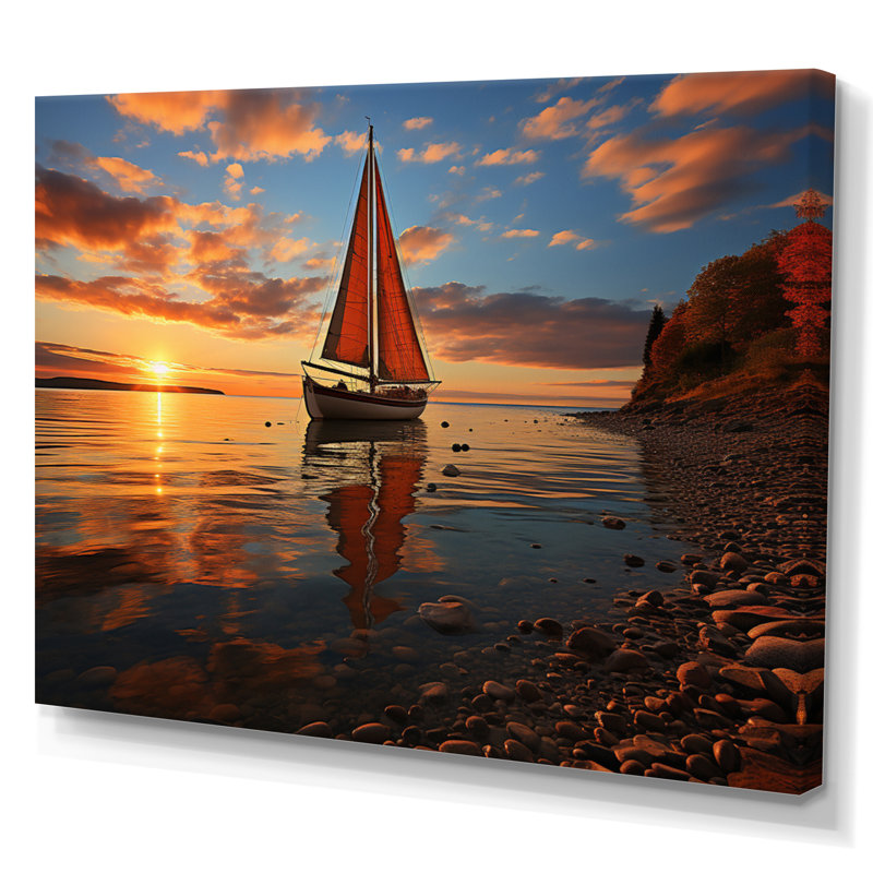 Boat Luminous Horizons I - Transportation Canvas Prints, H 34 po x l 44 po x P 1,5 po, Toile tendue