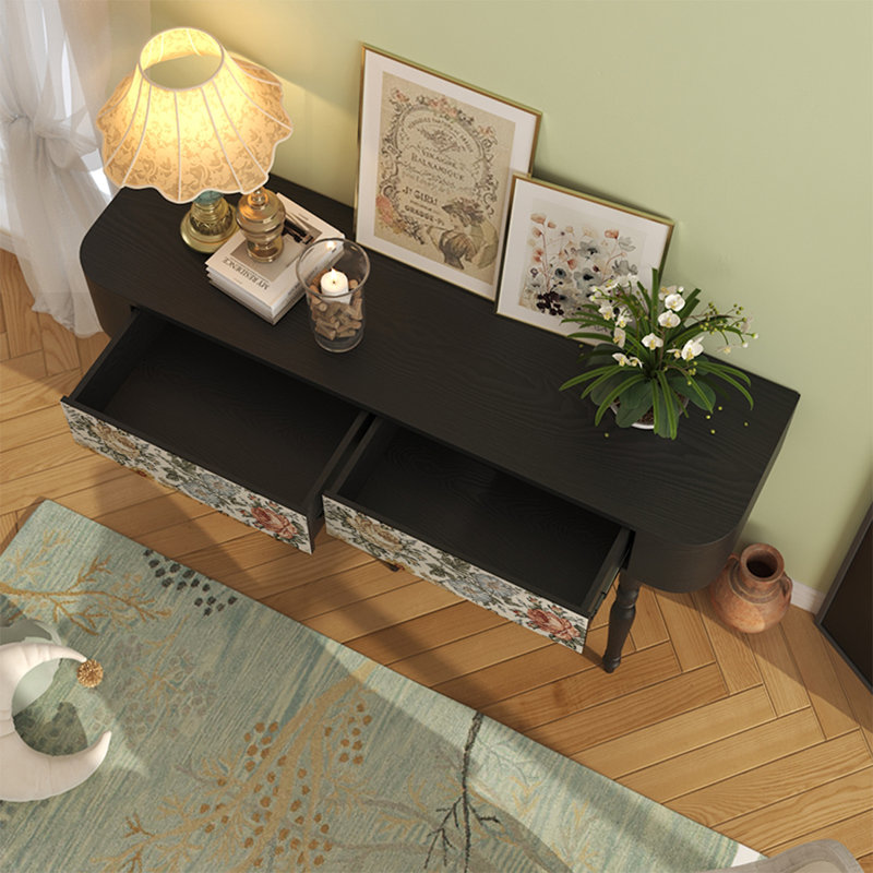 Élégante console en bois à pieds hauts, H 31,5 po x l 55,12 po x P 15,75 po