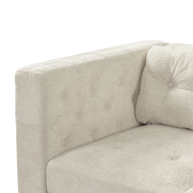 Canapé moderne en chenille 3 places Elwyn, Beige