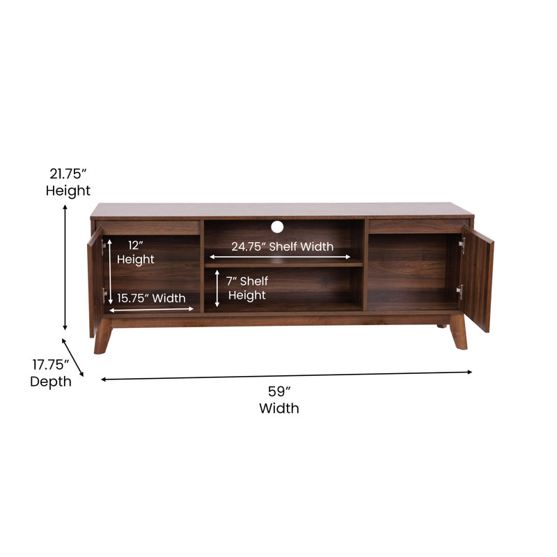Amittai Engineered Wood TV Stand for TVs by Flash Furniture, 59", Dark Brown