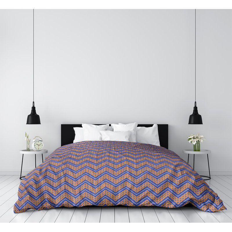 Housse de couette simple Rhonda Cheval, Housse de couette simple TG, Bleu / orange, Polyester brossé