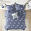 4 Piece Cotton Bedding Navy - Embroidered Coastal Theme, , Machine Washable Seaside Design, Easy To Wash