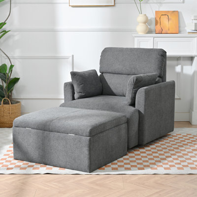 Fauteuil surdimensionné avec repose-pieds avec rangement, fauteuil avec accents larges pour le salon, méridienne, fauteuil de lecture