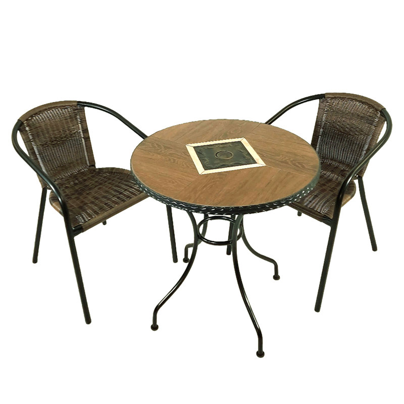 Haslemere 2 - Person Wicker Patio Dining Set with Round Table