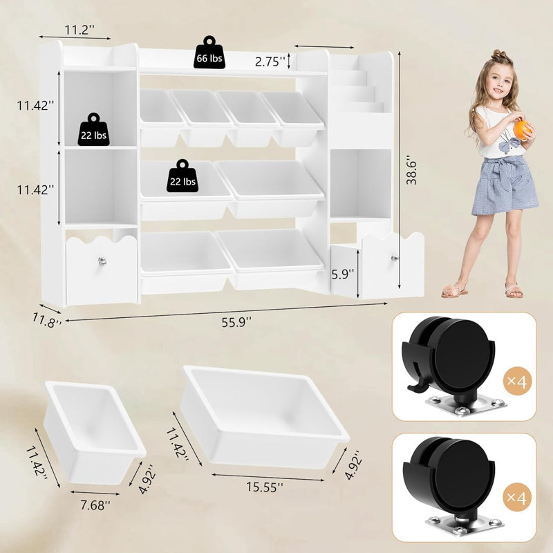 Manufactured Wood Toy Organizer With Bins