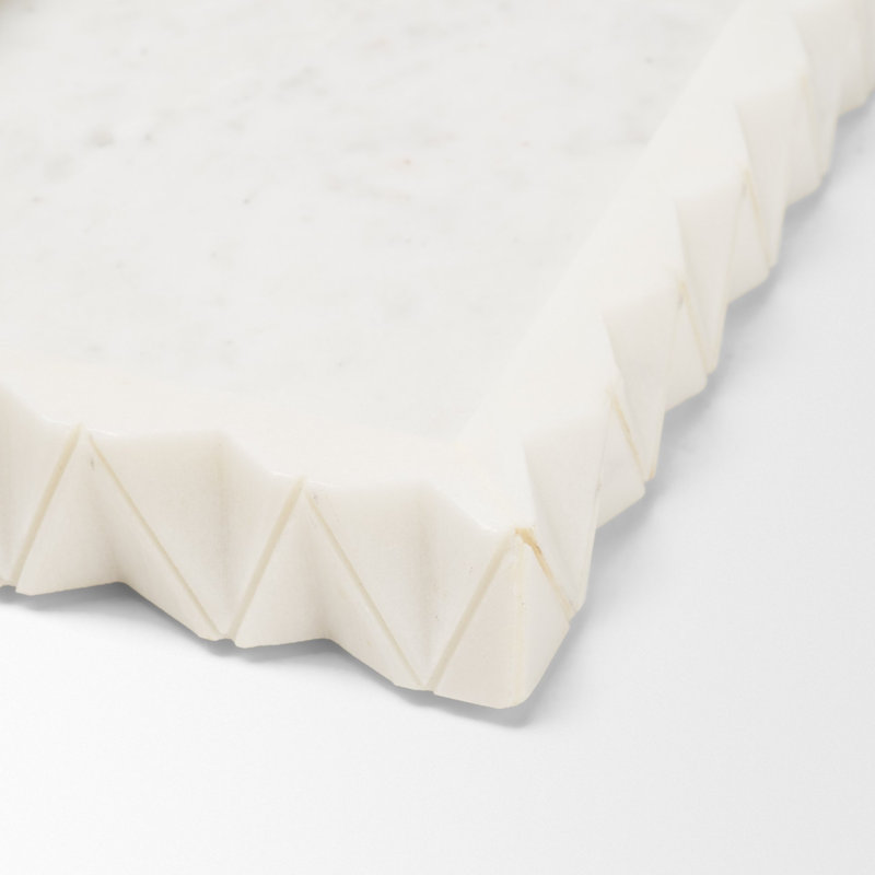 Plateau rectangulaire en marbre blanc Camellia