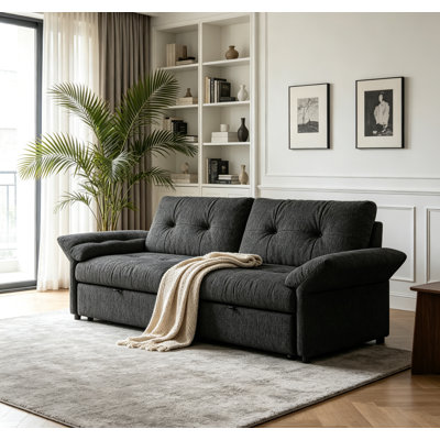 Canapé-lit convertible 2 en 1 multifonctionnel, lit escamotable en chenille de 81,5 po pour salon de bureau