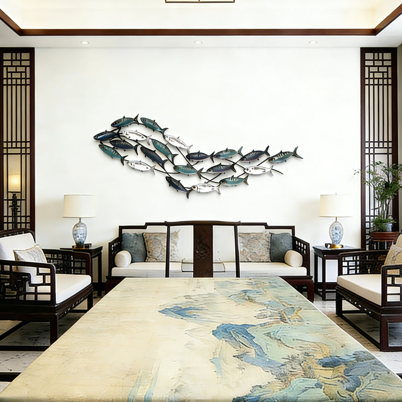Art mural de poisson de fer méditerranéen multifonctionnel - Décoration de style côtier multi-scène