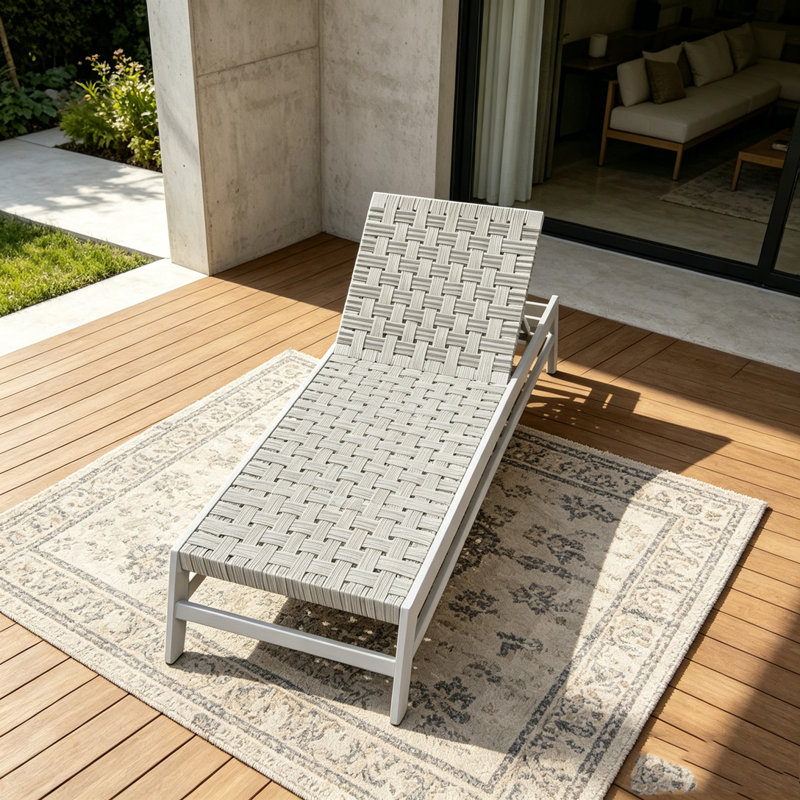 Outdoor Rope Chaise Lounge, Grey,LIGHT GREY