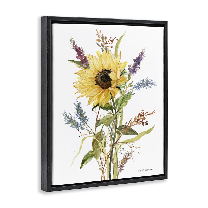 Ensemble de fleurs d'été, H 21 po x l 17 po, Cadre flottant noir de jais