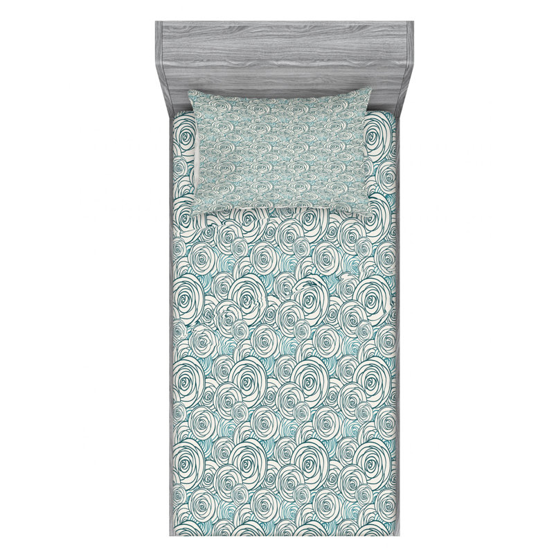 Microfiber Floral Fitted Sheet, Twin Fitted Sheet with 1 Pillowcase