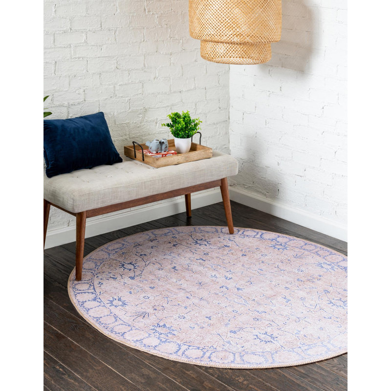 Sixtine Chenille Oriental Indoor Rug, Round 7'7"