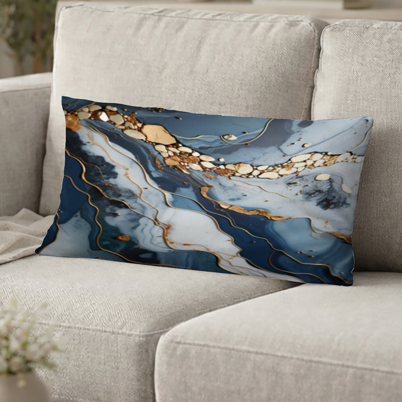 Coussin décoratif à encre liquide à motif abstrait Geode Art II, H 12 po x l 20 po