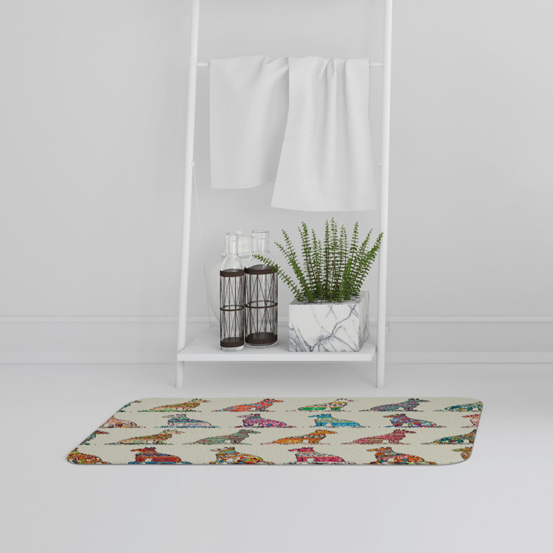 Jetter Memory Foam Non-Slip Bath Rug, Ethnic Cat Patterns