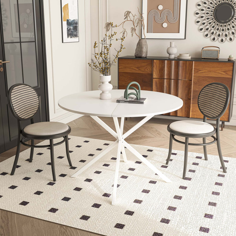 Table de salle à manger ronde Daejia, Blanc, H 29,53 po x L 42,13 po x l 42,13 po