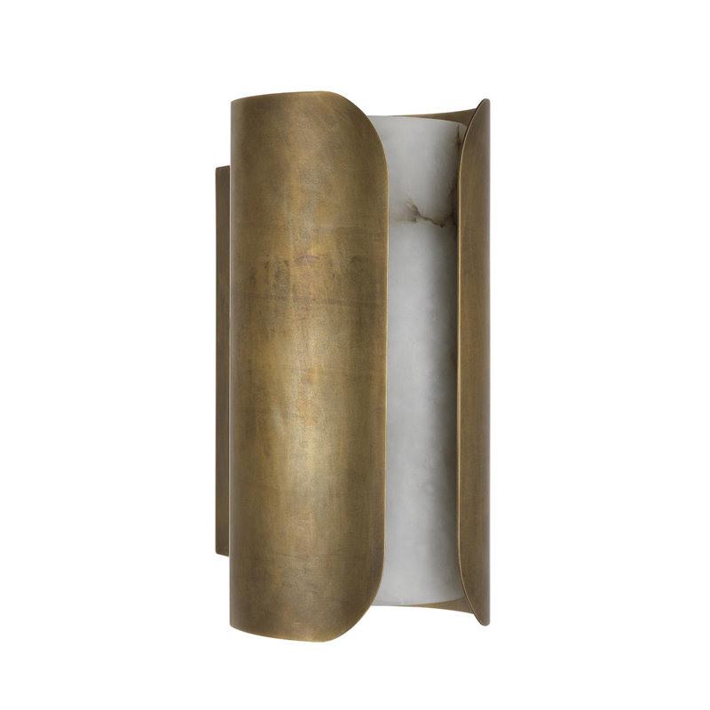 Anne-Marie Barton Armise 18" Sconce with Alabaster, 14" H x 7" W x 7.75" D, Mottled Brass