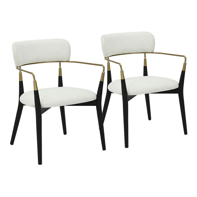 Eatons 17.75'' H Upholstered Armchair, Cream, Black/Gold