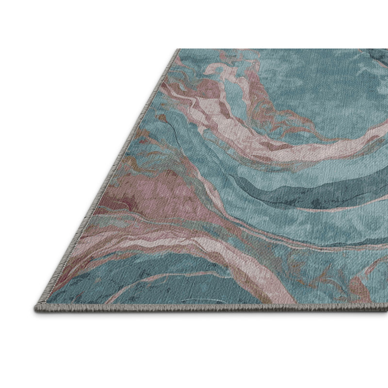 Machine Washable Gray Area Rug, Round 6'