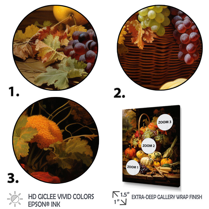 Binnett Food Autumn Harvest II, H 32 po x l 16 po x P 1 po, Cadre flottant noir