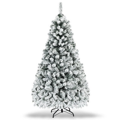  7ft Snow Flocked Slim Artificial Christmas Fir Tree, Premium PE Artificial Christmas Tree